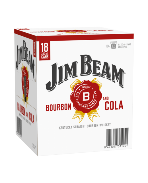 Jim Beam & Cola 330ml 18pk cans 