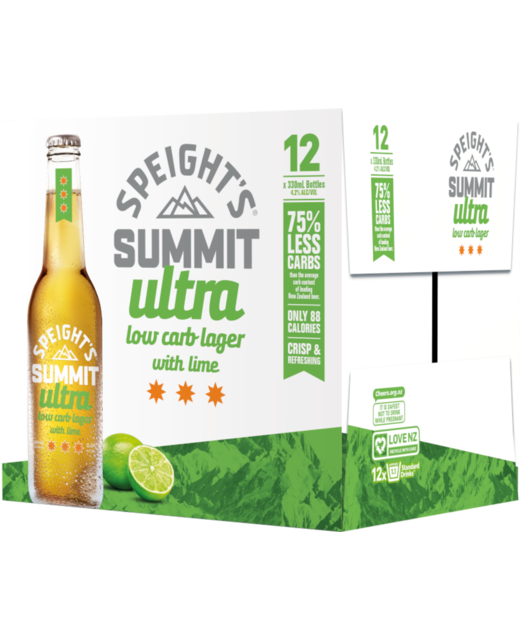 Speight's Summit Ultra Low Carb Lager Lime 330ml 12pk BTL