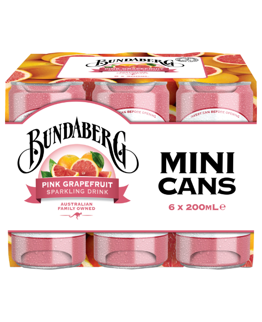 Bundaberg Pink Grapefruit 200ml 6pk cans