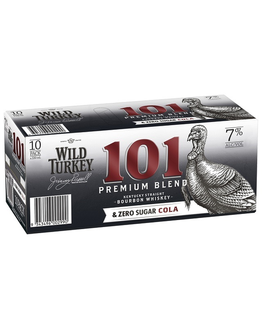 Wild Turkey 101 & Zero Sugar Cola 7% 10pk cans