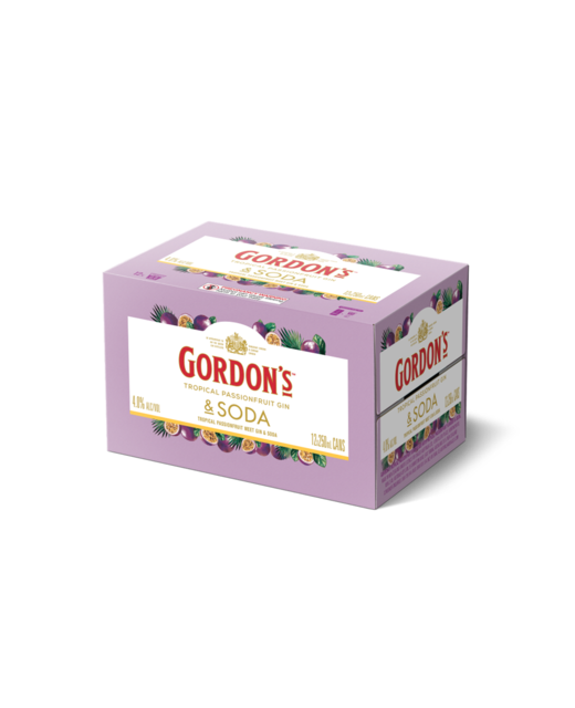 Gordons Tropical Passionfruit Gin & Soda 4% 250mL Can 12 Pack