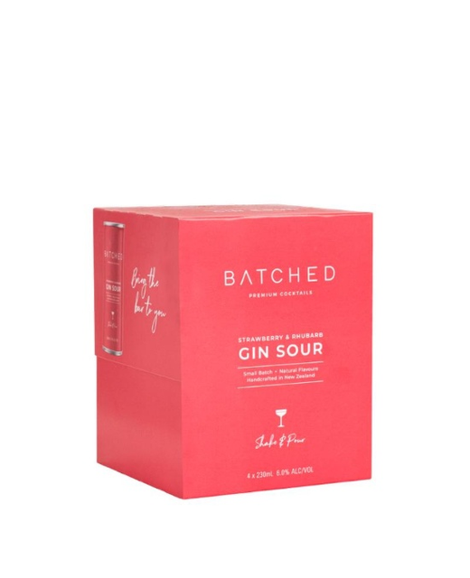 Batched Strawberry & Rhubarb Gin Sour 4pk cans