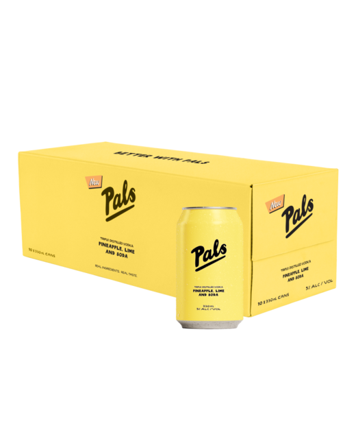 Pals Yellow Pineapple, Lime & Soda 10pk cans