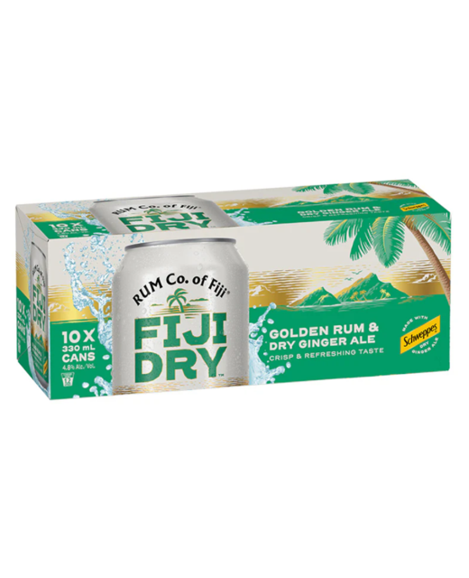 Fiji Dry Golden Rum & Dry Gingerale 10pk cans