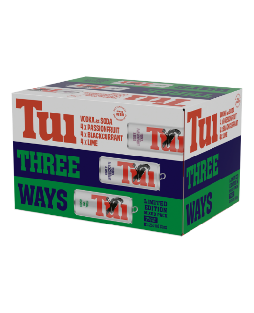 Tui Vodka Three Ways Mixed Pack 250ml 12pk cans