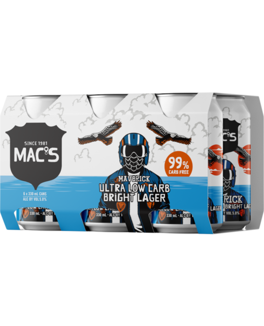 Mac's Maverick Ultra Low Carb Bright Lager 330ml 6pk cans