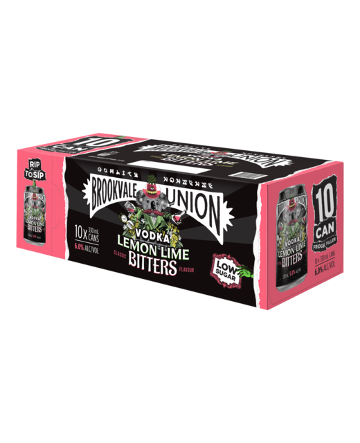 Brookvale Union Lemon Lime Bitters Low Sugar 10pk cans
