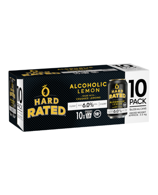 Hard Rated Alcoholic Lemon 330ml 10pk cans