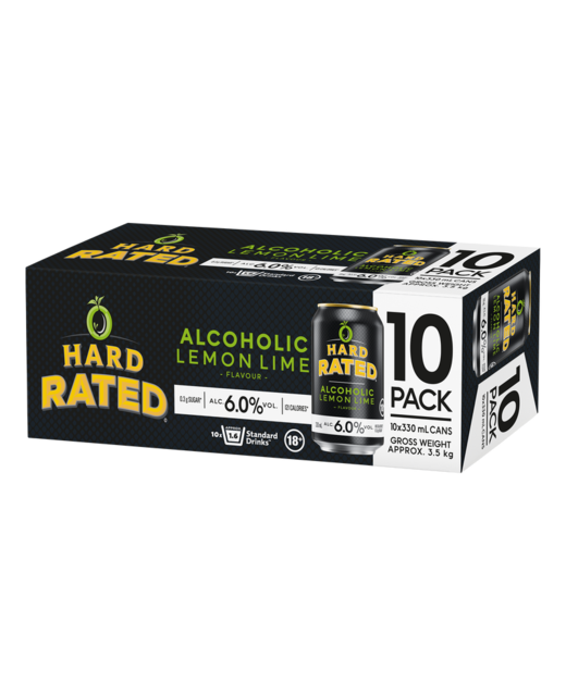 Hard Rated Alcoholic Lemon Lime 10pk cans