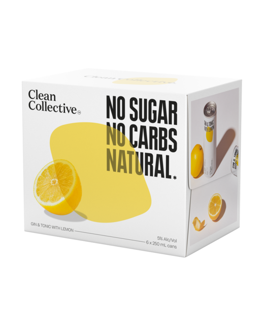 Clean Collective Gin & Tonic w Lemon 6pk cans
