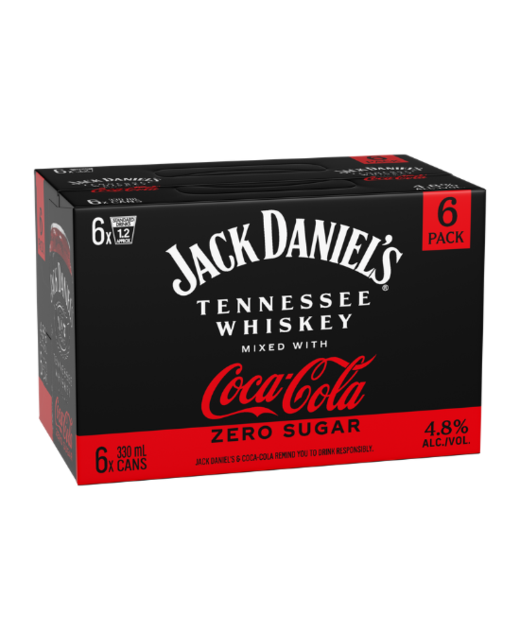 Jack Daniel's & Coca-Cola Zero Sugar 6pk cans
