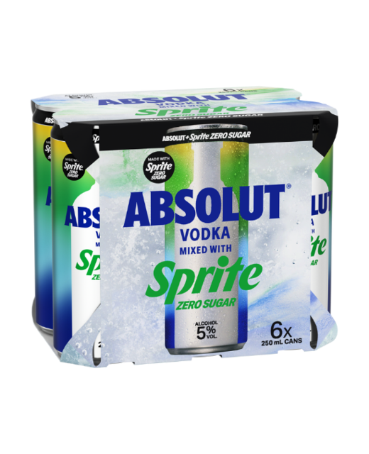 Absolut & Sprite Zero Sugar 250ml 6pk cans