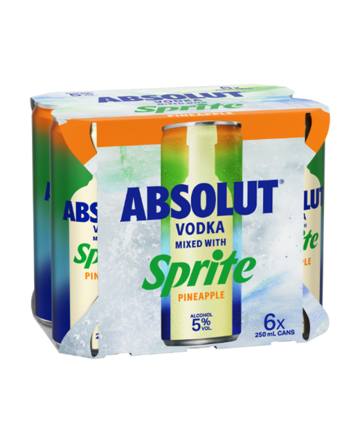 Absolut & Sprite Pineapple 250ml 6pk cans
