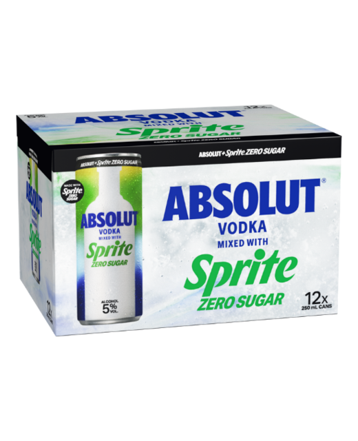 Absolut & Sprite Zero Sugar 250ml 12pk cans