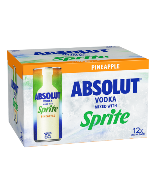 Absolut & Sprite Pineapple 250ml 12pk cans