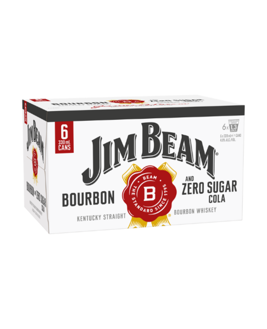 Jim Beam & Zero Sugar Cola 4.8% 6pk cans