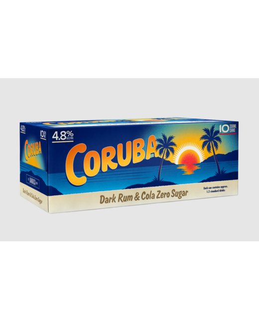 Coruba Dark Rum & Cola Zero Sugar 330ml 10pk cans