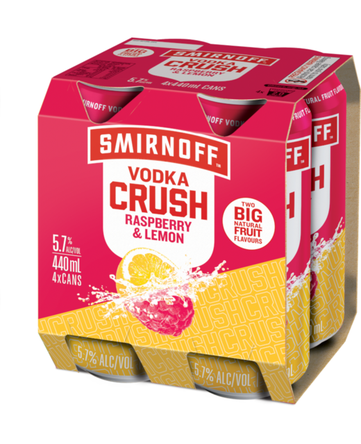 Smirnoff Crush Raspberry & Lemon 440ml pk