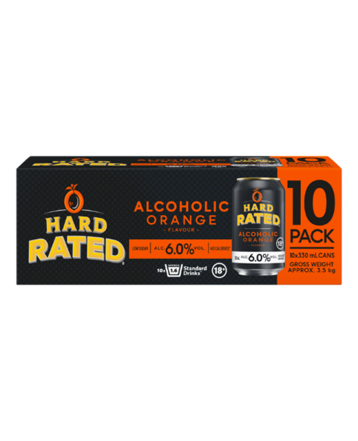 Hard Rated Alcoholic Orange 330ml 10pk cans