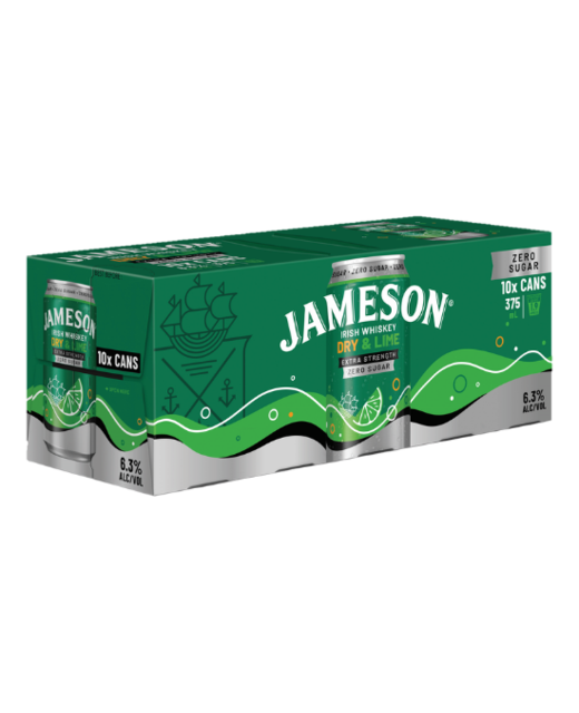 Jameson Dry & Lime Zero Sugar 6.3% 375ml 10pk cans