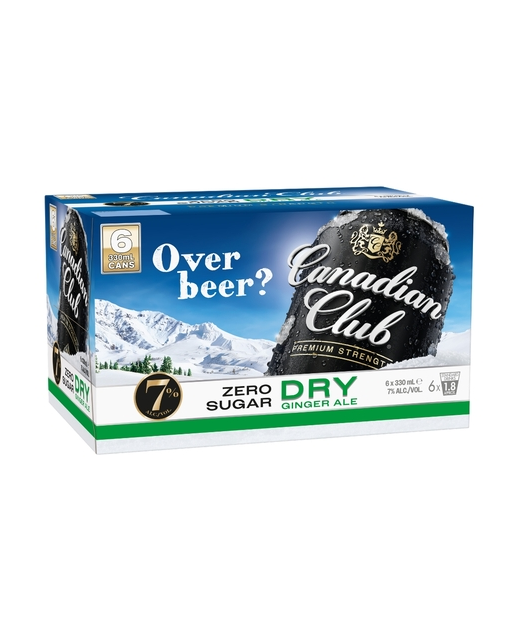 Canadian Club & Dry Zero Sugar 7% 330ml 6pk cans