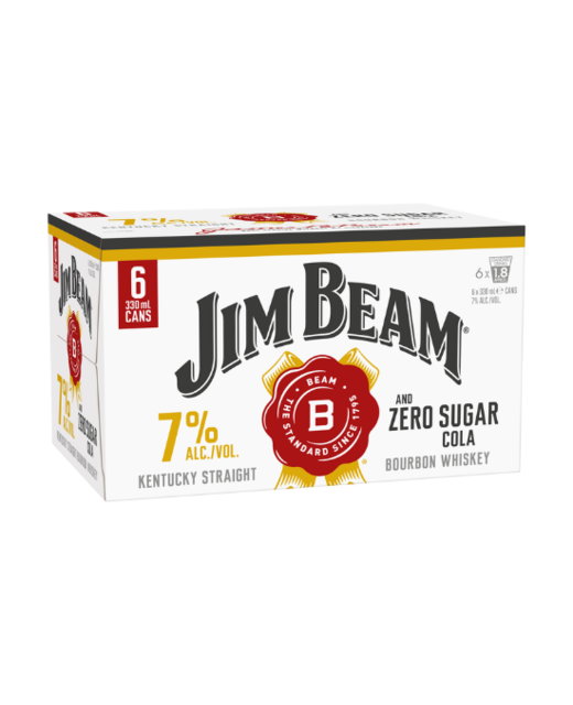 Jim Beam Gold & Zero Sugar Cola 7% 330ml 6pk cans