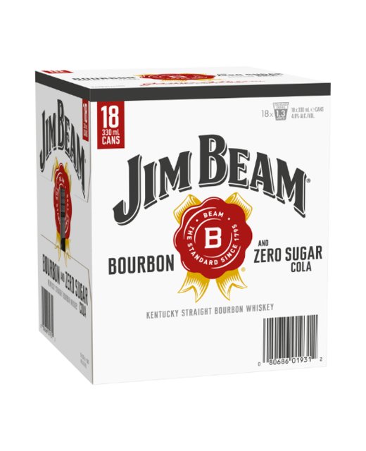 Jim Beam & Zero Sugar Cola 330ml 18pk cans