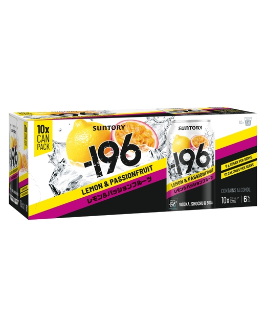 Suntory -196 Lemon & Passionfruit 6% 330ml Cans 10pk