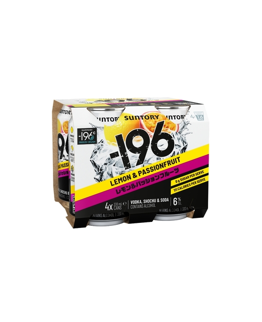 Suntory -196 Lemon & Passionfruit 6% 330ml Can 4pk